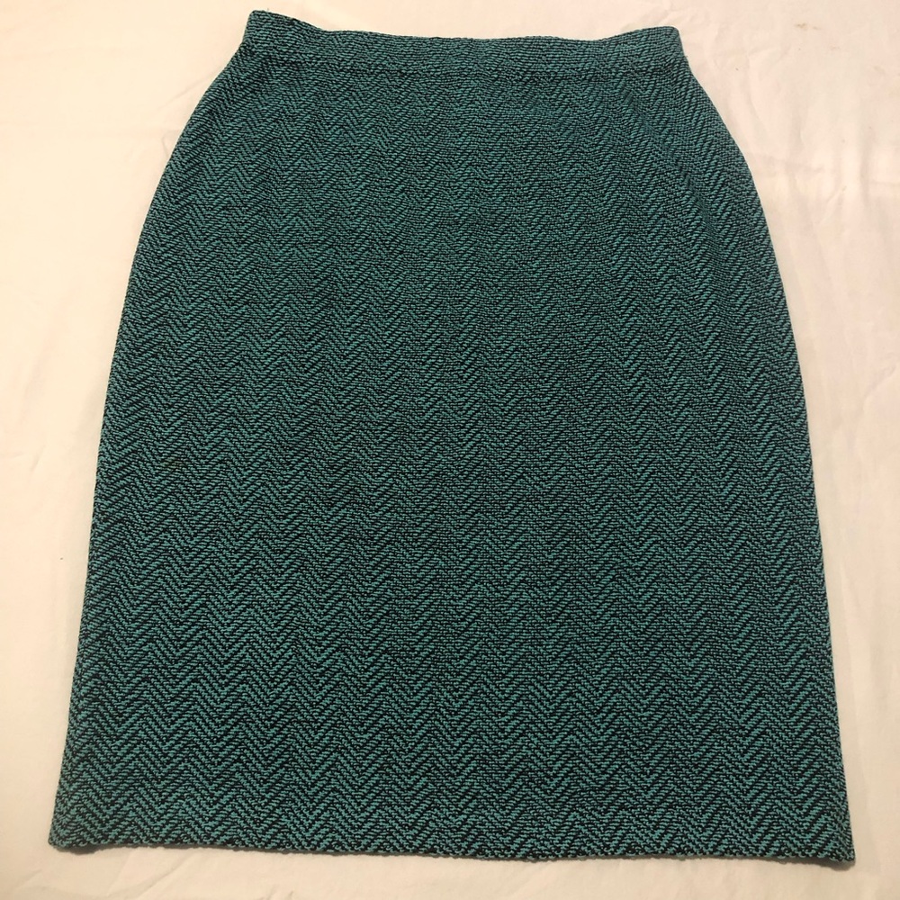 Elegant Teal Herringbone Skirt
